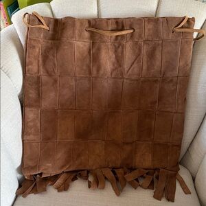 Women’s Suede Fringed Tote Bag - Brown